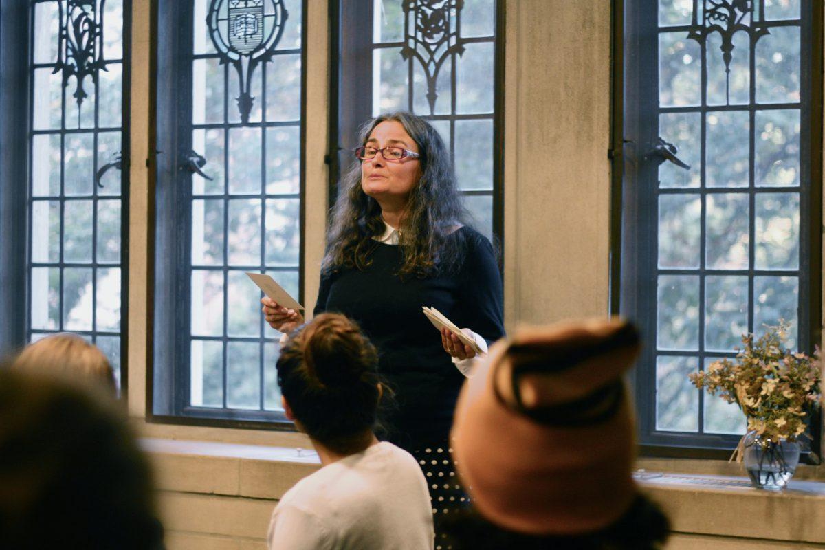 Vera Pavlova delivers an expressive reading of her poetry at the College’s Newhouse Center last Wednesday.