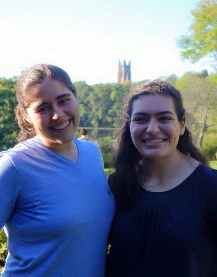 Leader of the Re-Orientation group Melissa Jo 

Zambrana ’15.5 (left) poses with Katie Warshauer ’16 (right).