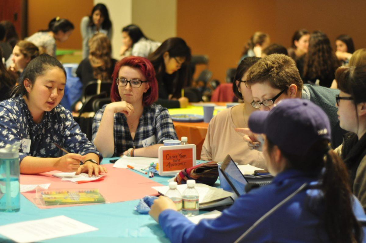 Students collaborate in groups during 2014 Ideafest. Photo by Alice Liang '16, Managing Editor