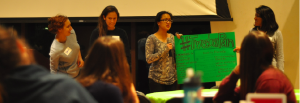 Students discuss plans to track Peter Pan bus at 2014 Ideafest. Photo by Alice Liang '18, Managing Editor