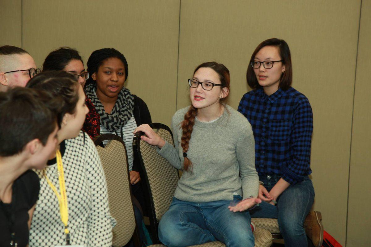 Daniela Kreimerman Arroyo '19 and Lily Luo '16 attend the Jobs with Justice conference in Washington, D.C.