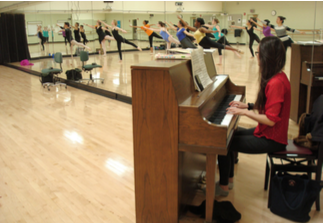 Catenella accompanies an introductory ballet class. Photo courtesy of Pallas Catenella.