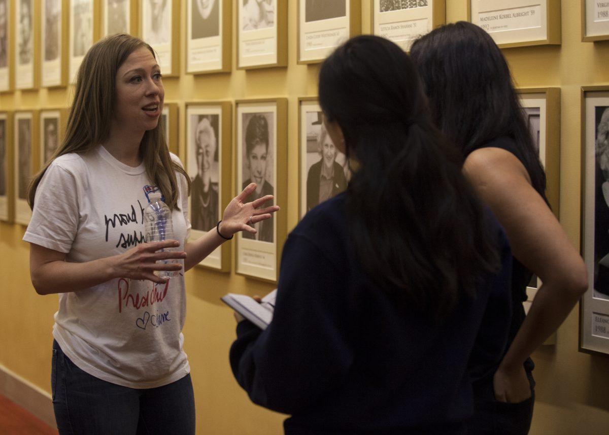 The Wellesley News speaks to Chelsea Clinton after her rally. Photo by Audrey Stevens '17, Photo Editor