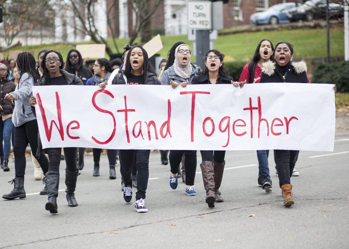 Wellesley students walk for tolerance and respect. | Photo by Audrey Stevens '17, Photography Editor