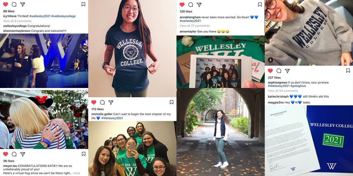 Wellesley Class of 2021 celebrates admission by posting on social media. Photo courtesy of Wellesley College