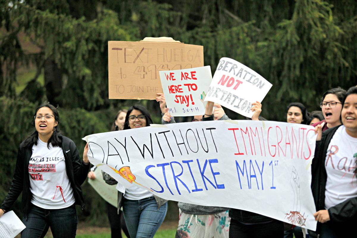 Students marched in honor of “A Day Without Immigrants." Photo by Audrey Stevens '17, Photo Editor