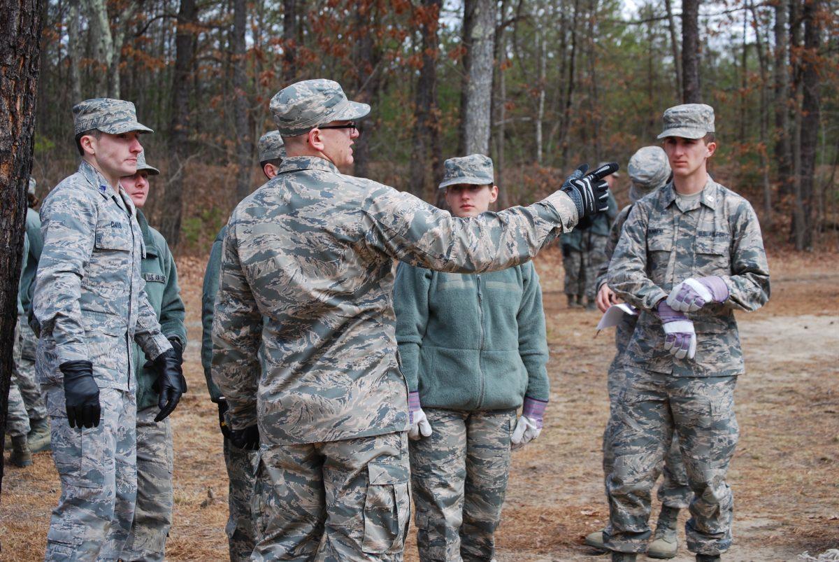 Cadets participate in a group leadership project