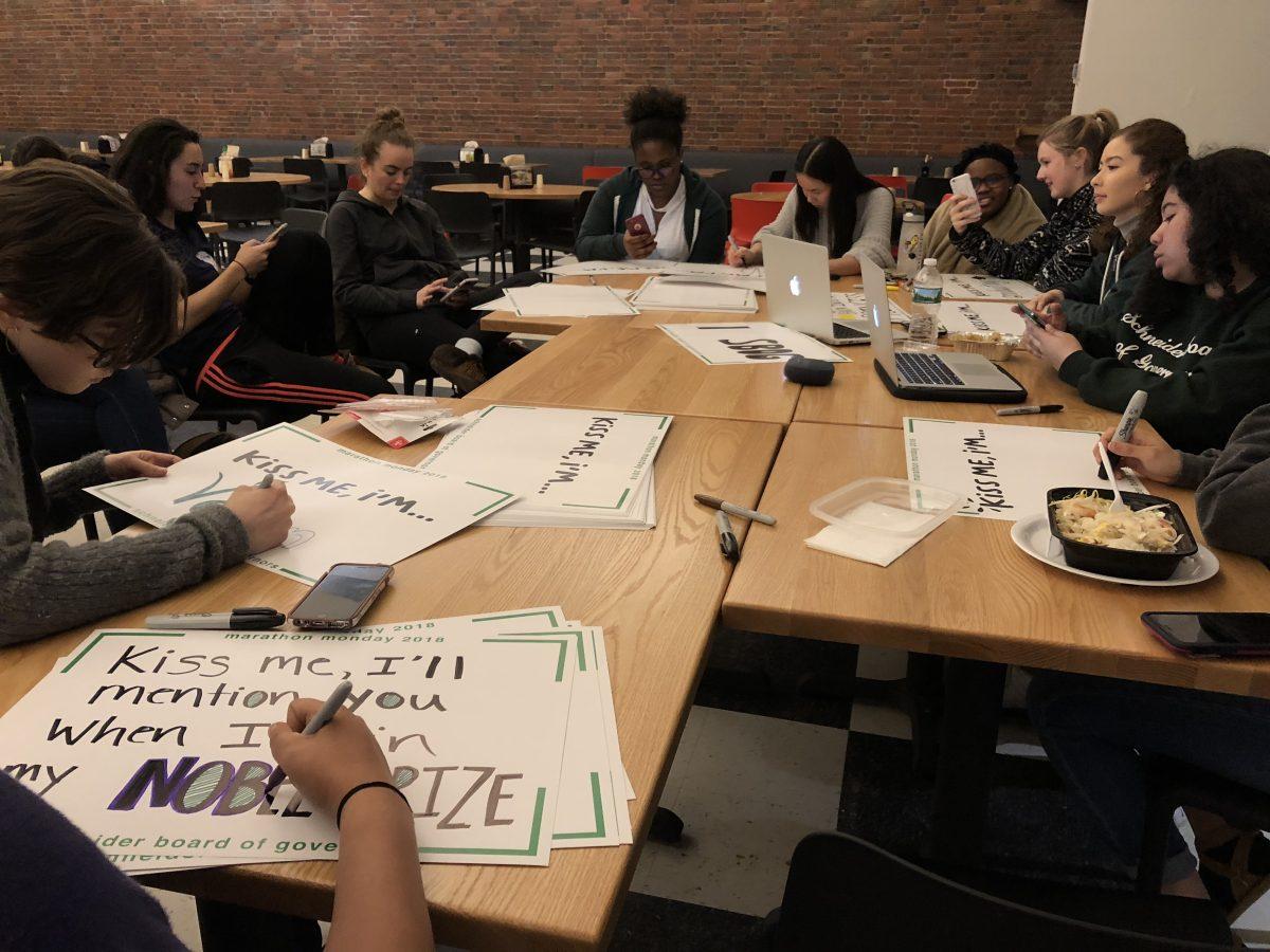 SBOG hosted a sign-making event in Bates Dining Hall. Photo Courtesy of Mary Meisenzahl ’19.