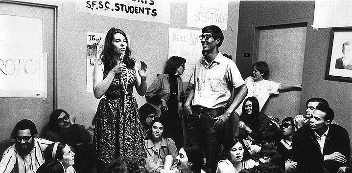 Students at the 1968 strike for Ethnic Studies at San Francisco State University Photo Courtesy of FoundSF.org