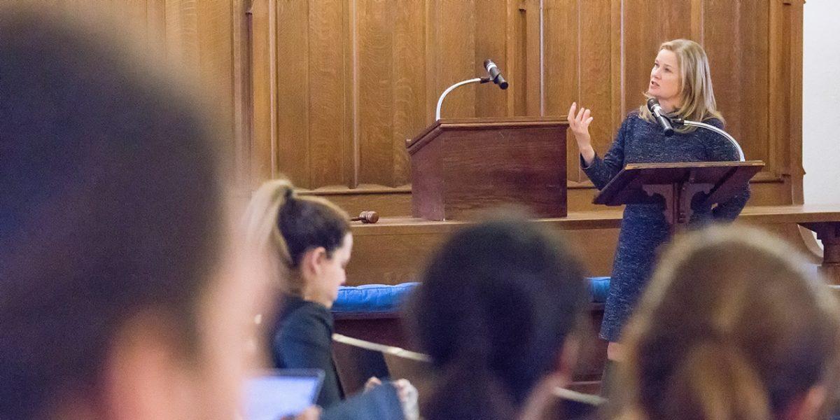 Chief Communications Officer Elizabeth Gildersleeve moderated the listening session Photo Courtesy of Wellesley College