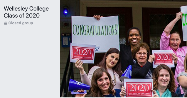 Screenshot of Wellesley Class of 2020 Facebook Group