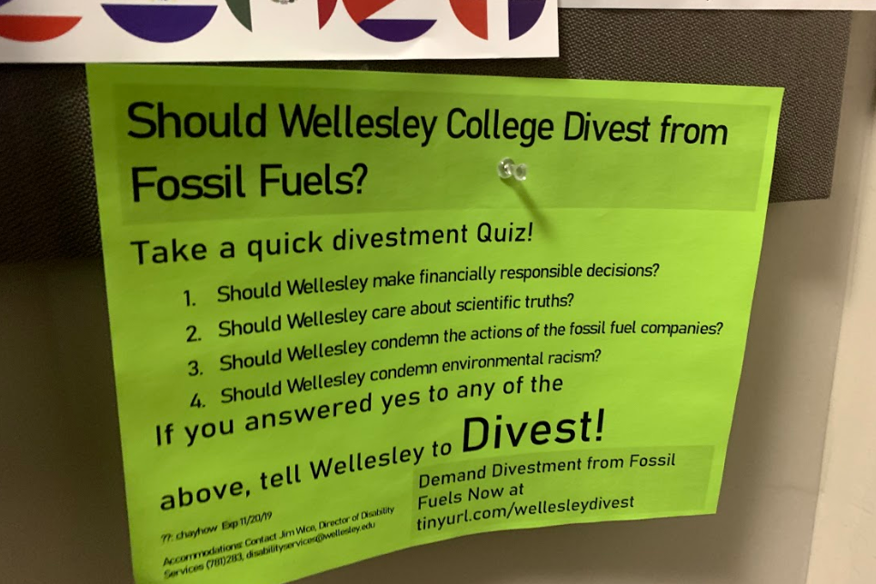 Photo of a flier supporting climate divestment