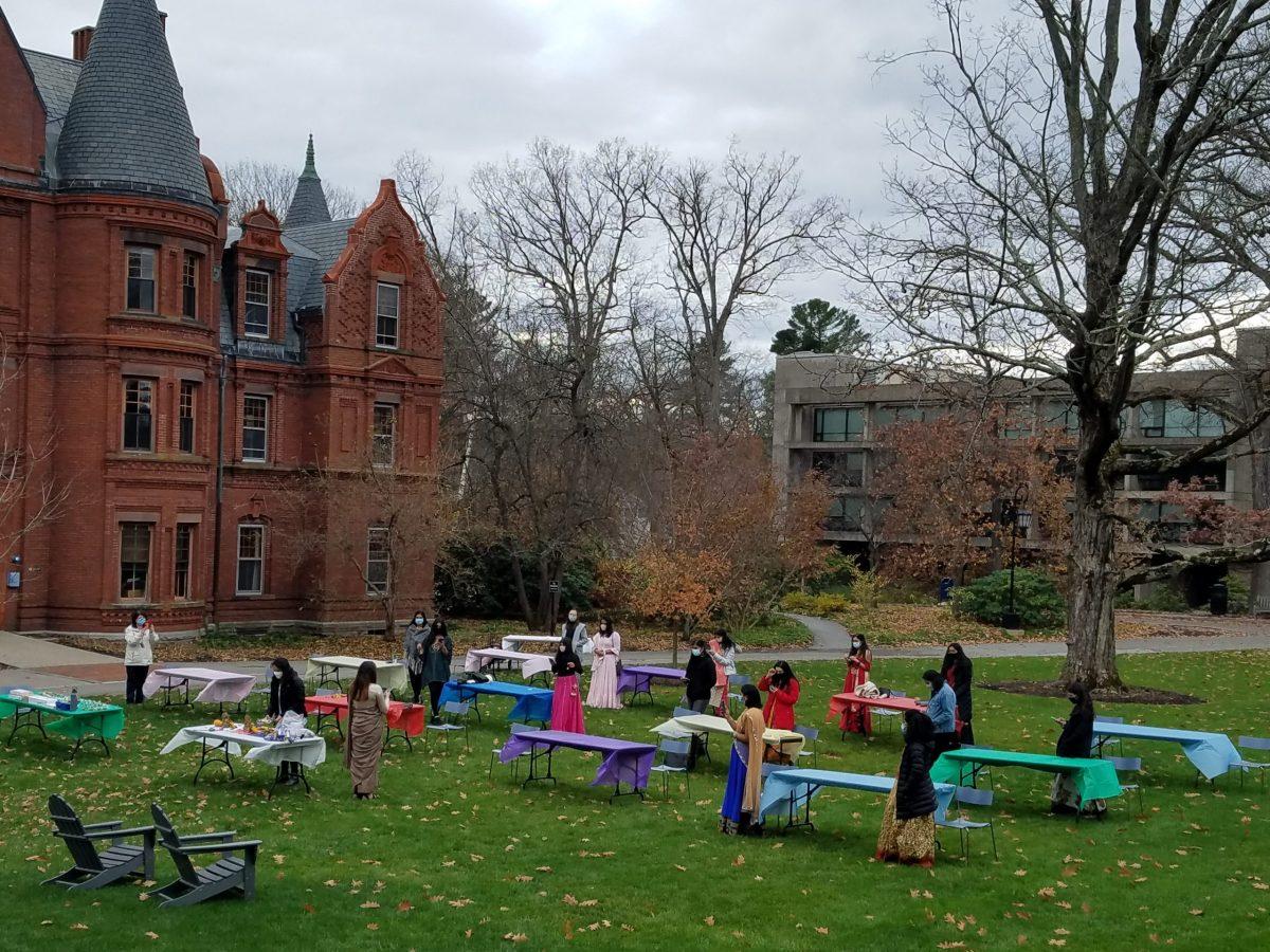 The Office of Religious and Spiritual Life helped organize the puja event, during which the traditional Hindu prayers for Diwali were recited on the Chapel Lawn. Photo courtesy of Dean Jacquelina Marquez