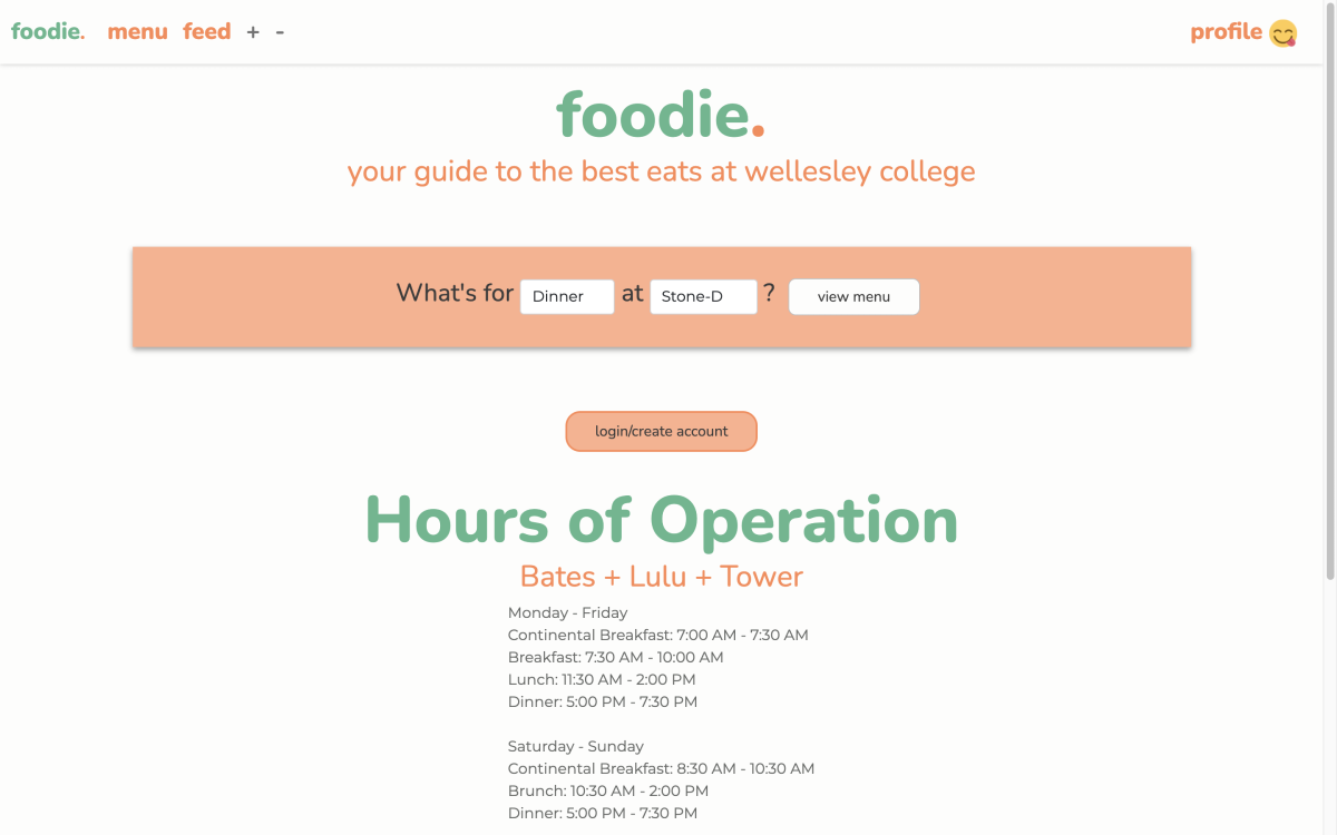 Screenshot of Foodie home page.