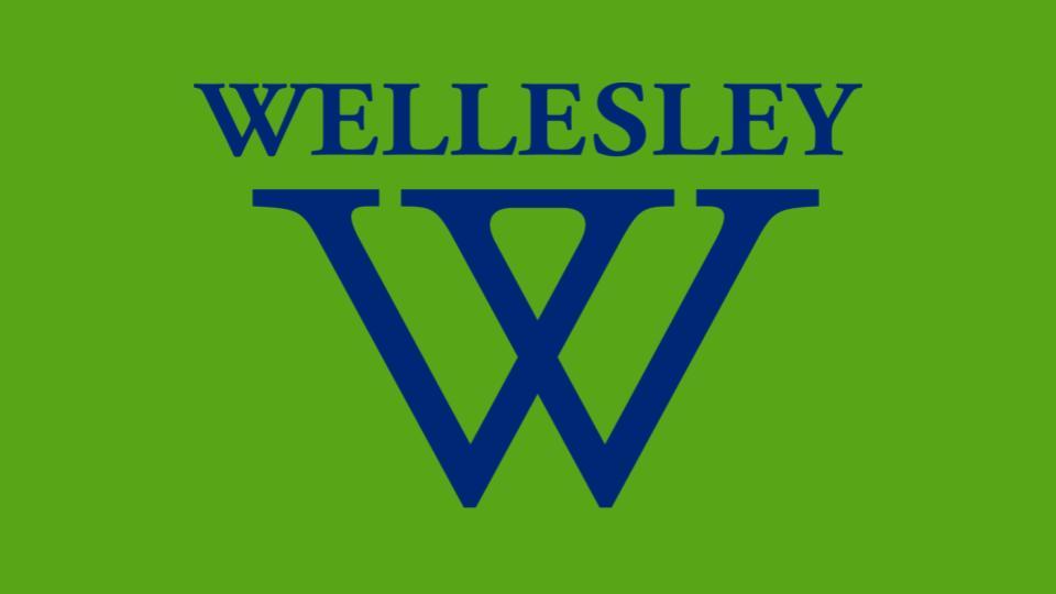 The Wellesley logo set on a green background, the class color for the class of 2025. Graphic courtesy of Ann Zhao; logo and colors courtesy of Wellesley College