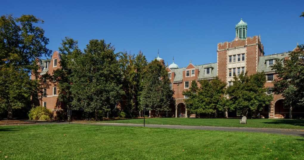 A view of Cazenove Hall on a sunny day. Photo courtesy of Wellesley College.