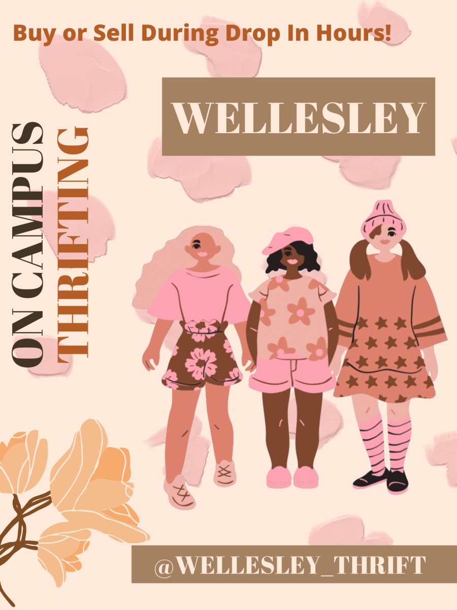 Wellesley Thrift spam with an illustration of 3 people in various outfits.