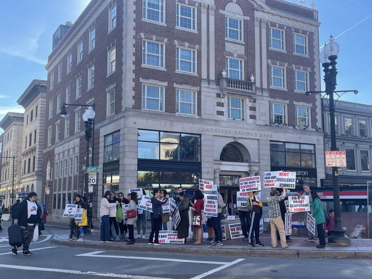 Protesters against Affirmative Action at Harvard Square, October 30th