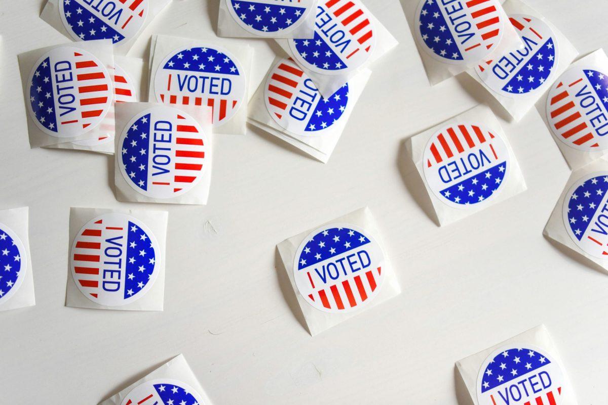 Picture of "I voted" stickers on a white background