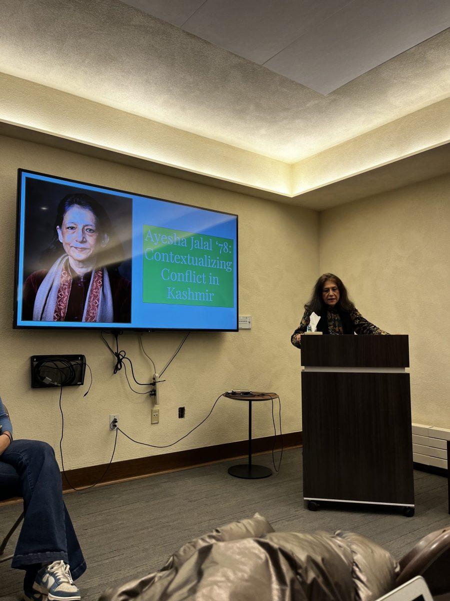 Professor Ayesha Jalal presents at her lecture. 
Photo Courtesy of Alekhya Bhat 