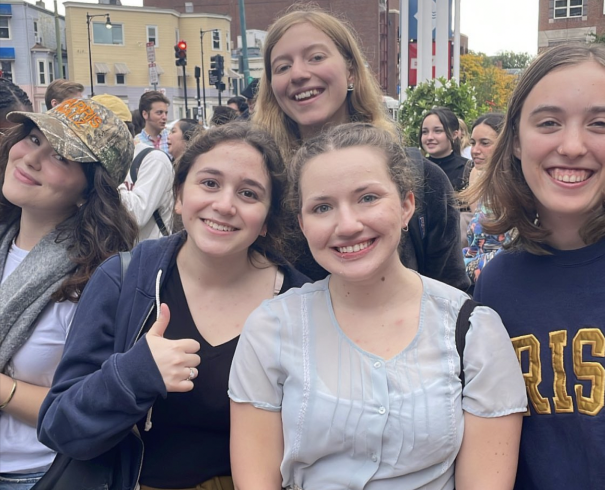 A group of Wellesley students canvassing in New Hampshire. Image courtesy of Wellesley Students for Harris.