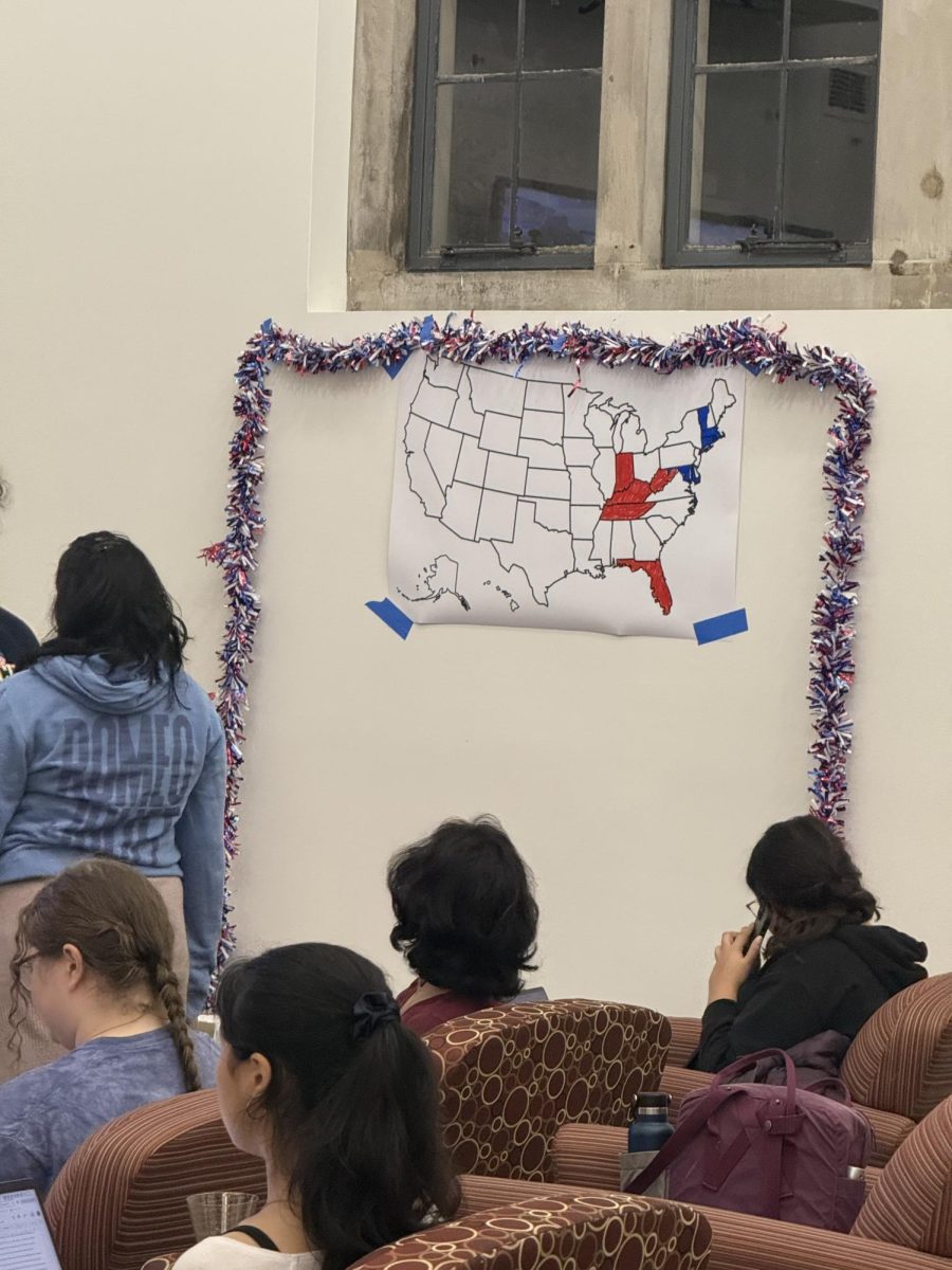 Wellesley students gathered to watch live polling results. 