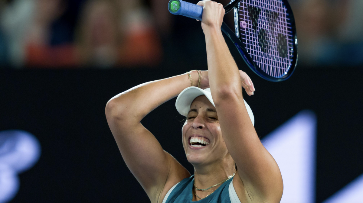 Madison Keys celebrates her victory. Courtesy of BBC