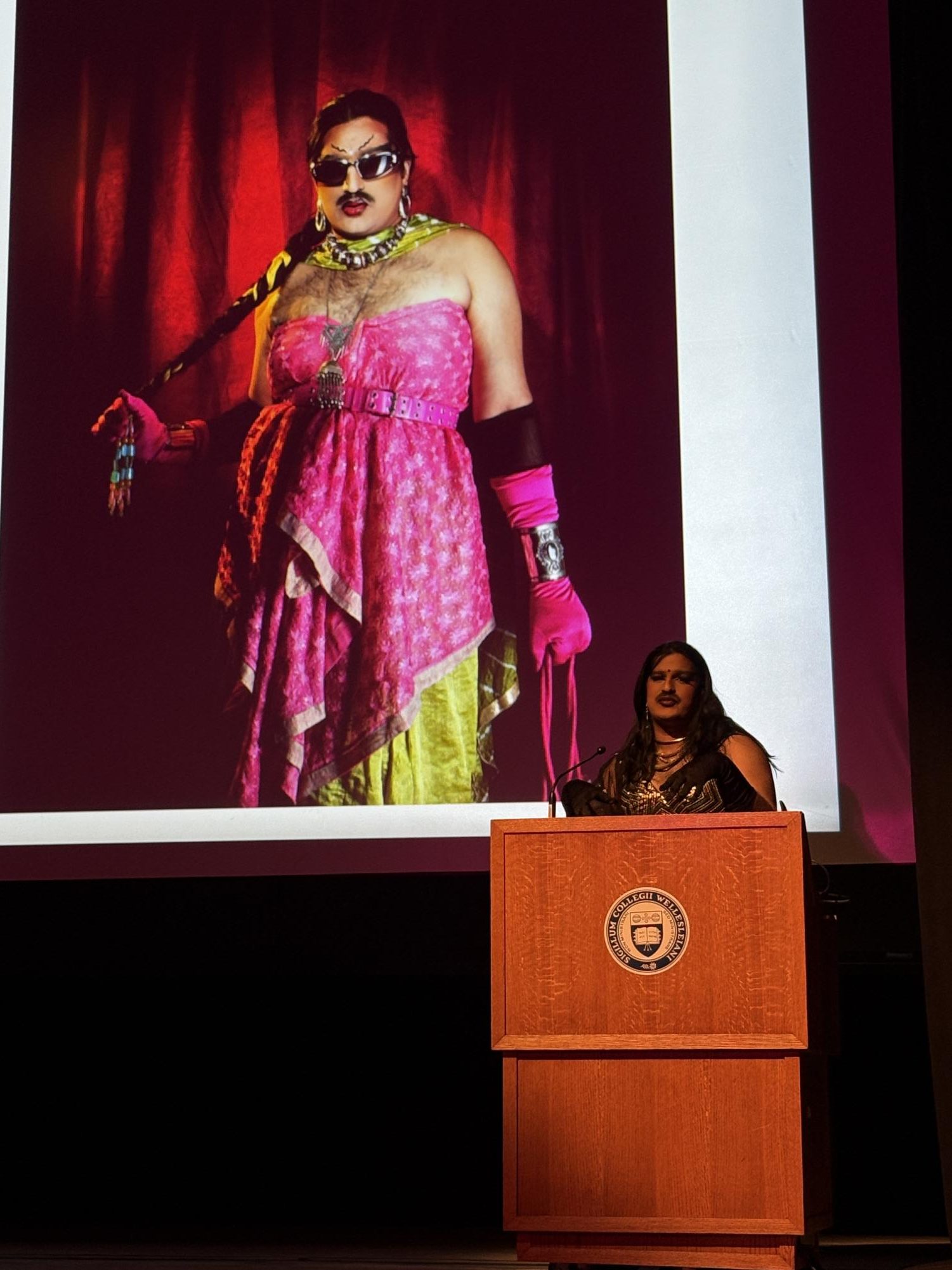 Ruafza presenting at Desi Drag Disaster-Piece
